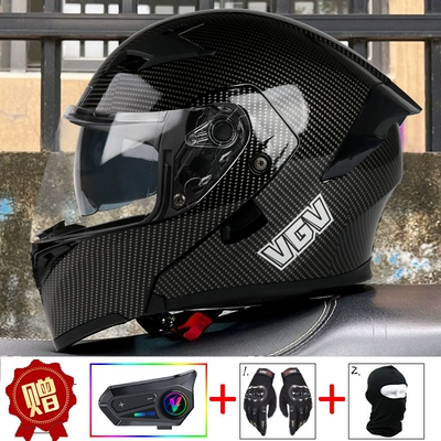 certification motorcycle reveal helmet autumn – Motosiklet dəbilqələri - m-glossy-black-carbon-fiber-pattern-external-bluetooth-free-gloves-headgear-anti-fog-sticker