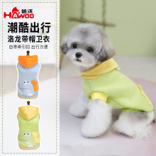 秋冬款宠物两脚衣卡通洛龙带帽保暖加绒卫衣可牵引中小型犬衣服