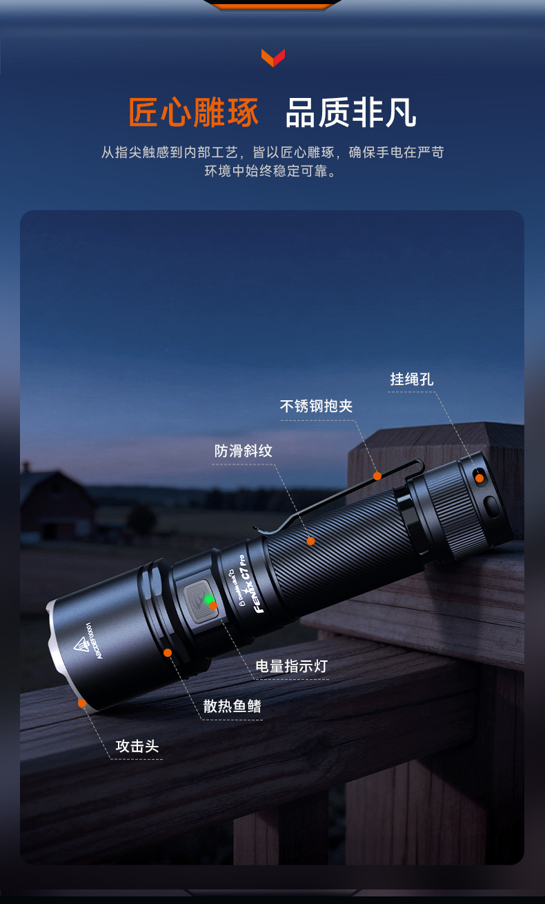 Fenix C7 Pro High-Intensity Long-Range Flashlight Search Rechargeable Outdoor Emergency Magnetic Work Light