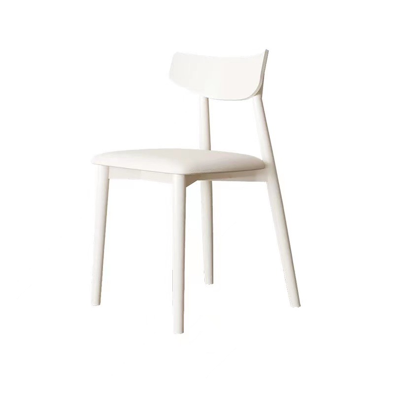 Sillas de comedor de madera maciza minimalistas modernas viento crema blanco nórdico cera de madera acolchada sillas de comedor hogar dormitorio arte