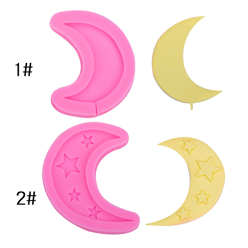 Luna estrella Lollipop molde de silicona para hornear decoración Fondant chocolate arcilla cerámica suave Accesorios