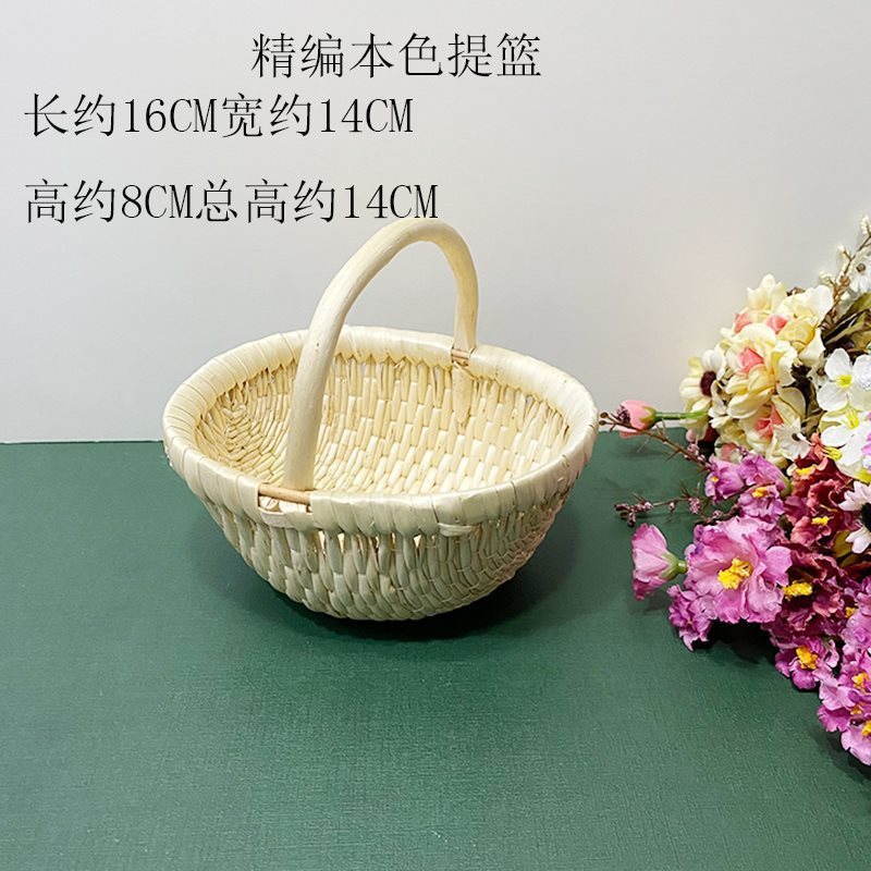 手工竹编提篮圆形水果篮婚庆篮子围炉煮茶点盘茶艺酒店多层火锅篮|undefined