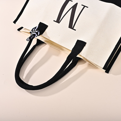 Customized Cross-border Exclusive Laminated Canvas Tote Bag Fashion Advertising Handbag Tailored Large Amazon Shopping Bag