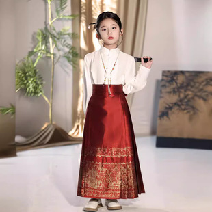 Children's Horse-faced Skirt Ten-year-old Girl Ming-made Brocade Ancient Chinese Clothing Skirt Kindergarten Children Guzheng Performance