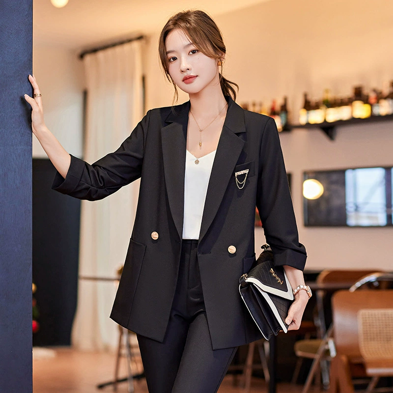 Комплект весны, длинный классический пиджак костюма, 2023 год, slim fit, середина длины