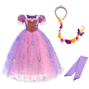 20.24 million Halloween Rapunzel Purple dress Tulle Princess Dress Snow White Frozen Dress