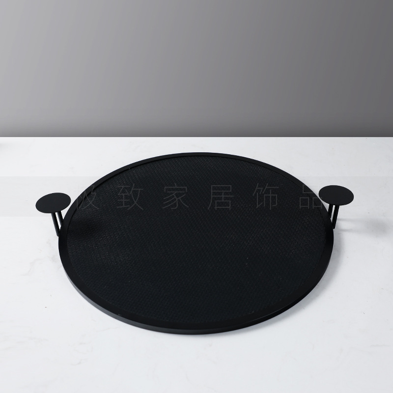 가벼운 럭셔리 간단한 바이노럴 가죽 트레이 모델 하우스 판매 부서 소프트 장식 홈 가구 침대 옆 식탁 장식품