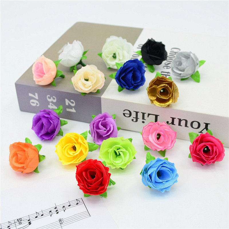 Simulated Small Rose Flowers Wedding Candy Box Decoration Flower Bud Photography Props Ornaments Garland Headdress Accessories Materials