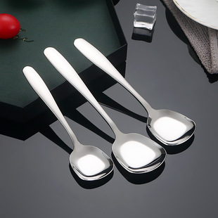 304 stainless steel flat spoon hotel household high-end square head dessert key spoon dry rice spoon bibimbap Spoon vegetable spoon