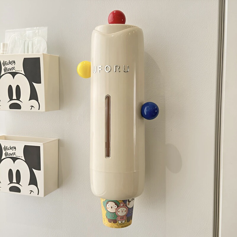 Dopamine Cup Taker Disposable Paper Cup Wall-Mounted Cup Dropper Punch-Free Cup Holder Dust-Proof Cup Storage Rack