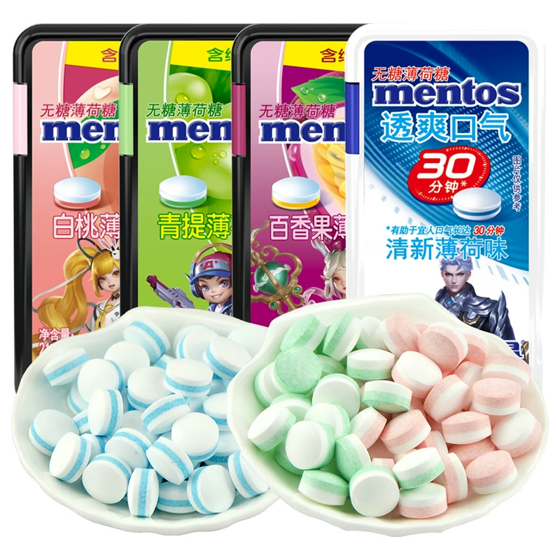 Мятные конфеты Mentos без сахара со вкусом фруктов, 21 г/упаковка, освежающие перекусы, таблетки-конфеты, портативная упаковка