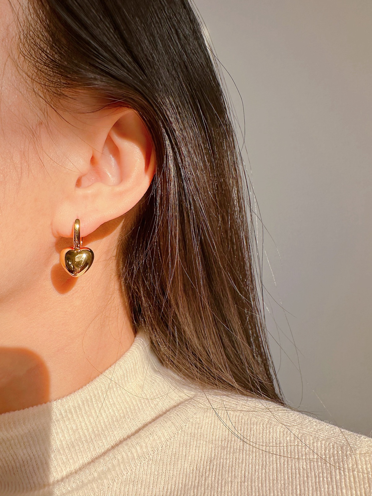 Drop Earrings Classification 1 Pair IG Style Sweet Heart Shape Enamel Plating Brass 18K Gold Plated Drop Earrings