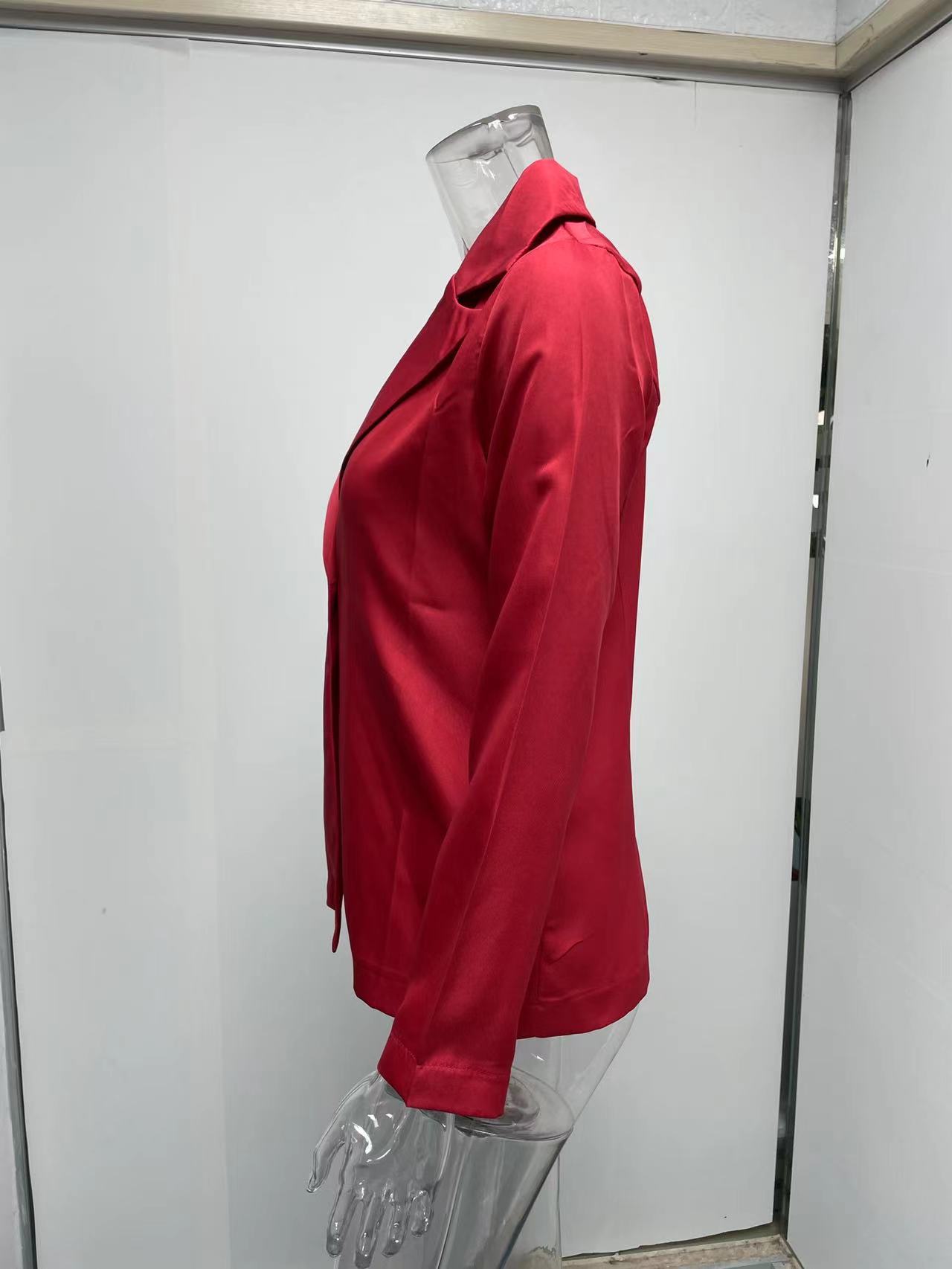 Women's Clothing Long sleeved Solid Color Button Suit Women's Jacket Cardigan_senzul.com