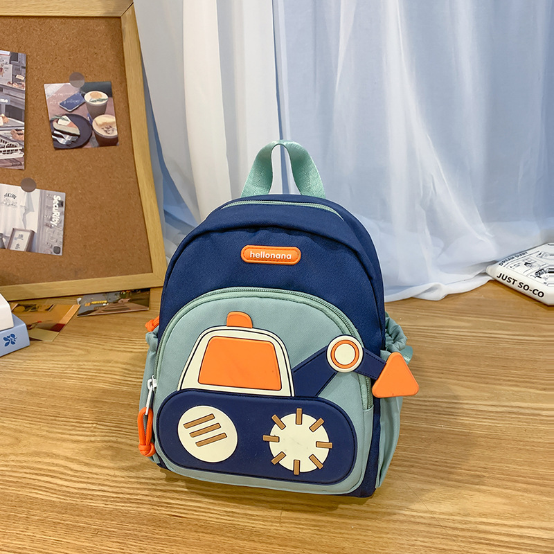 Mochila de estudiantes de primaria admisible con excavadora, mochila de jardín de infantes, mochila de hombro de automóvil para niños