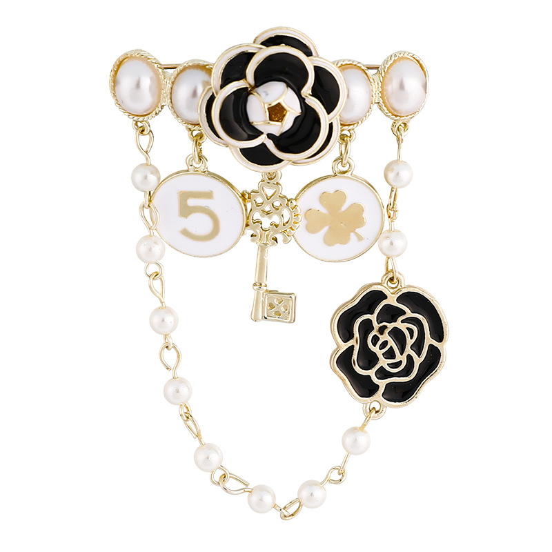 Kamelien Perlen Ketten Brosche Für Damen Elegantes Kostüm_voghion.com