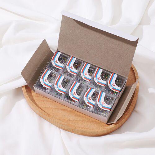 Cross-border box-packed colorful fixed decoration bead pearlescent needle clothing positioning needle big needle bouquet decoration pin needle auxiliary needle