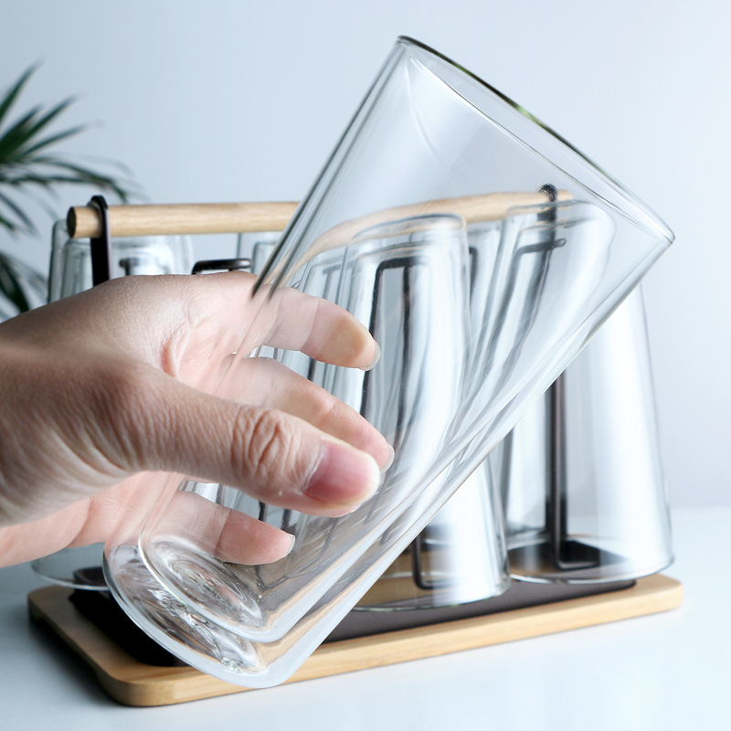 Vaso de vidrio de doble capa al por mayor, taza de borosilicato alto, taza de té de vidrio de alta calidad, taza de té verde resistente a altas temperaturas, taza de café para el hogar