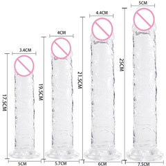 Jiuxi new product eggless transparent crystal TPE dildo mini simulation dildo female masturbation device adult products