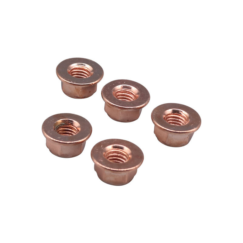 Adecuado para BMW Serie 3 E30 tubo de escape del coche tuerca hexagonal M8 acero al carbono cobre plateado brida tuerca anti-suelta J339