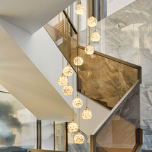 波西米亚贝壳楼梯长吊灯复式loft公寓民宿创意玻璃挑空个性吊灯