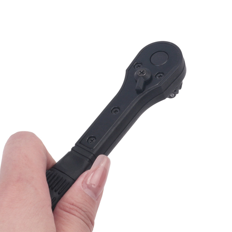 2 in 1ドリルチャックキーレンチ黒クイックラチェットレンチ2頭ダブル用レンチハード|undefined