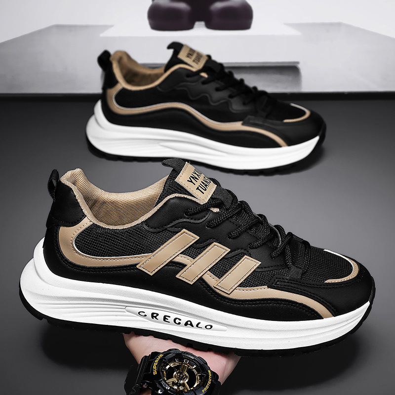 Zapatos de hombre 2026 primavera nueva tendencia versátil explosión zapatos de papá suela gruesa resistente al desgaste transpirable zapatos deportivos casuales de estudiantes