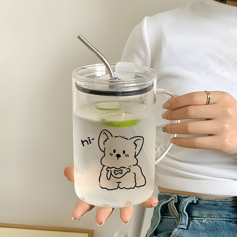Gobelet en verre grande capacité 1000 ml pour usage domestique, gobelet à jus et boissons, nouveau modèle 2026, gobelet élégant avec paille pour femmes, idéal pour infuser du thé.