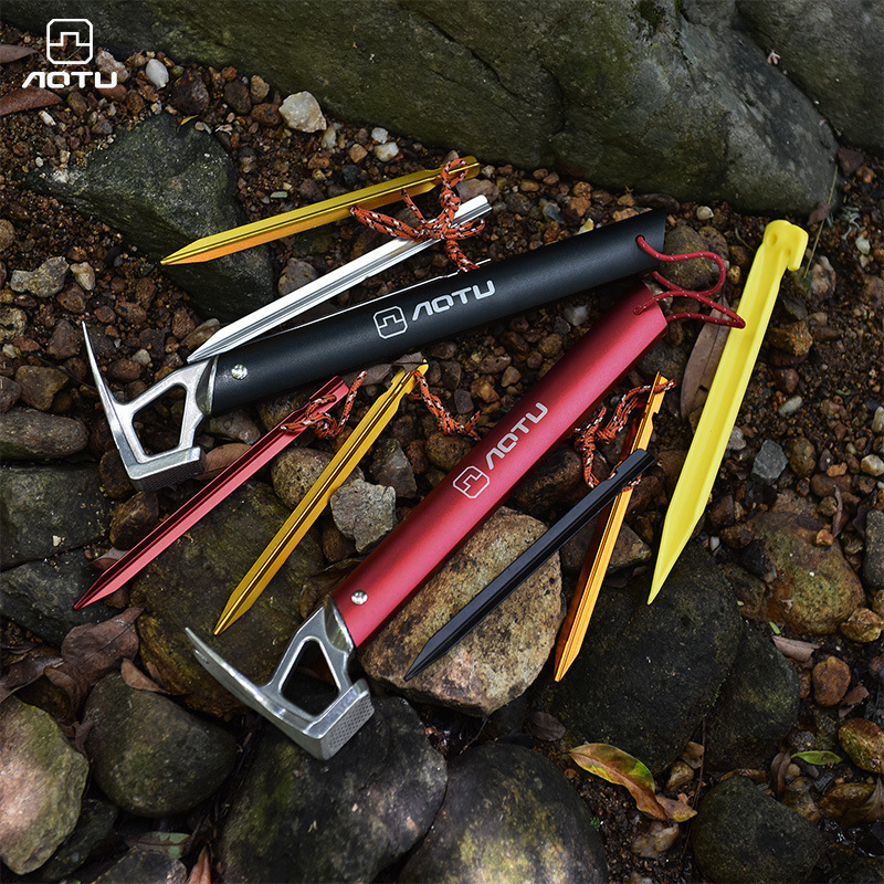 新テントハンマー軽量アルミ合金ハンドルステンレスハンマーアウトドア登山キャンプテント地釘抜き器ハンマー|undefined