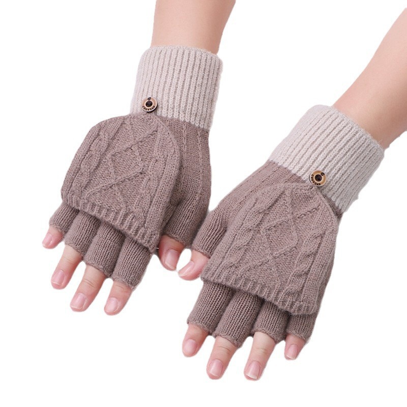 新しい秋冬のカップルのカシミヤの半手袋の手袋は手を温めて保温の手袋のジャカードの手袋を覆います。|undefined