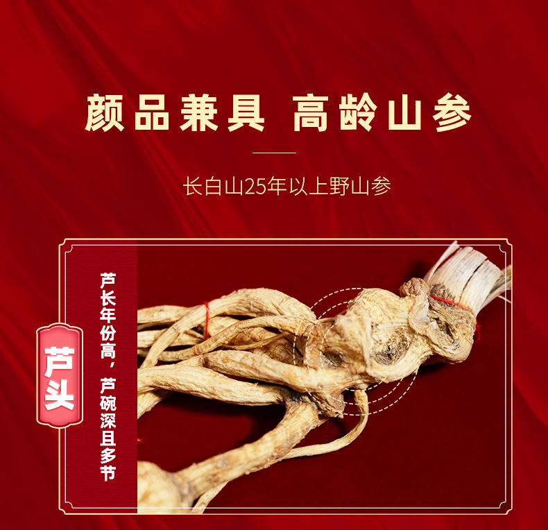 Changbai Mountain Wild Forest Ginseng Root Dried Whole Root for Traditional Herbal Decoction and Gift Box quality and texture