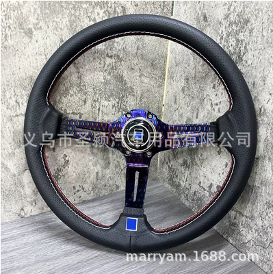 Cross-Border Best-Selling Racing Steering Wheel 14inch Leather Quick-Release Modified Steering Wheel 350mm Universal Car Steering Wheel