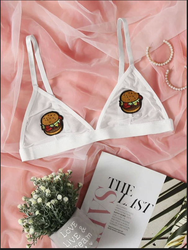 Neue lustige Unterwäsche Sexy weißer Mesh Hohl elastischer Damen-BH_voghion.com