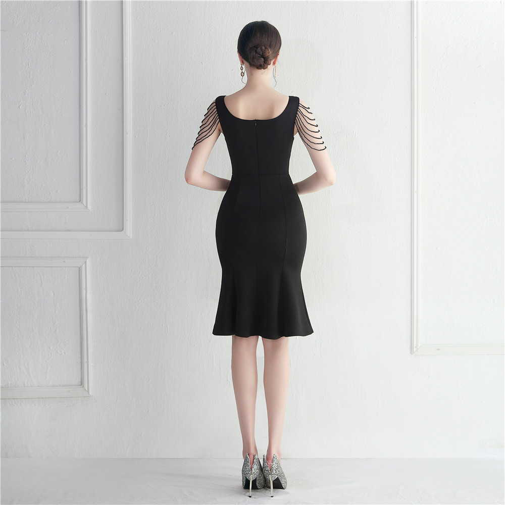 Short Beaded Bridesmaid Exhibition Welcome Car Model Etiquette Short Dress