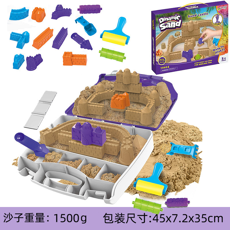 Juguetes de construcción de castillo para niños espaciales, arena para niños y niñas, arena de color, juguetes de arcilla