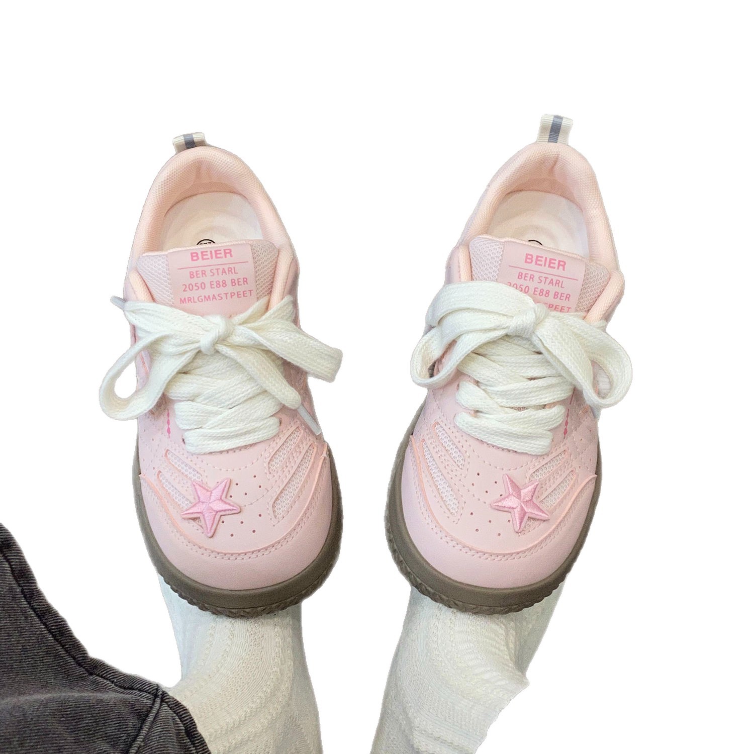 Nicho rosa zapatos de entrenamiento alemán estrellas feas zapatos deportivos de cabeza grande para mujeres 2025 otoño nuevos zapatos transpirables de suela gruesa para mujeres