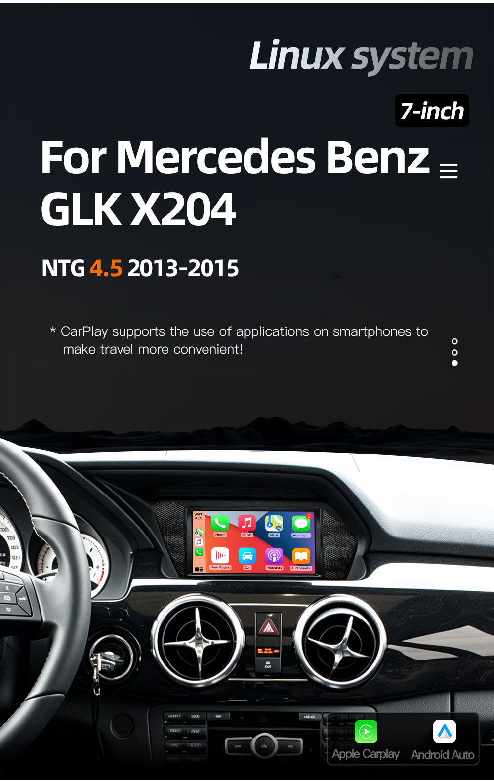 7inch Suitable for Mercedes-Benz Glk X204 Car Central Control Large Screen Navigation Carplay All-In-One Player