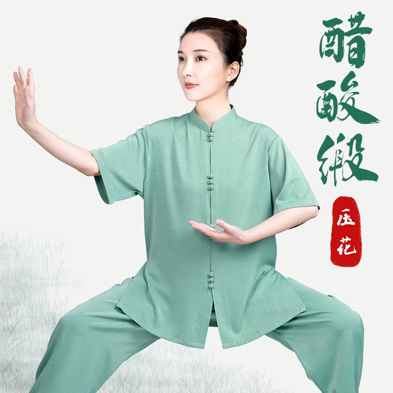 Xiaohe горная Одежда Женская Новая высококачественная одежда для практики тай-чи женская летняя одежда, ковка уксусной кислоты с коротким рукавом и тиснением тонкая