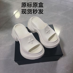 Stomp Feeling Cruciferous High Heel Thick Sole Slippers 2024 Summer New Style Platform Casual One-word Sandals