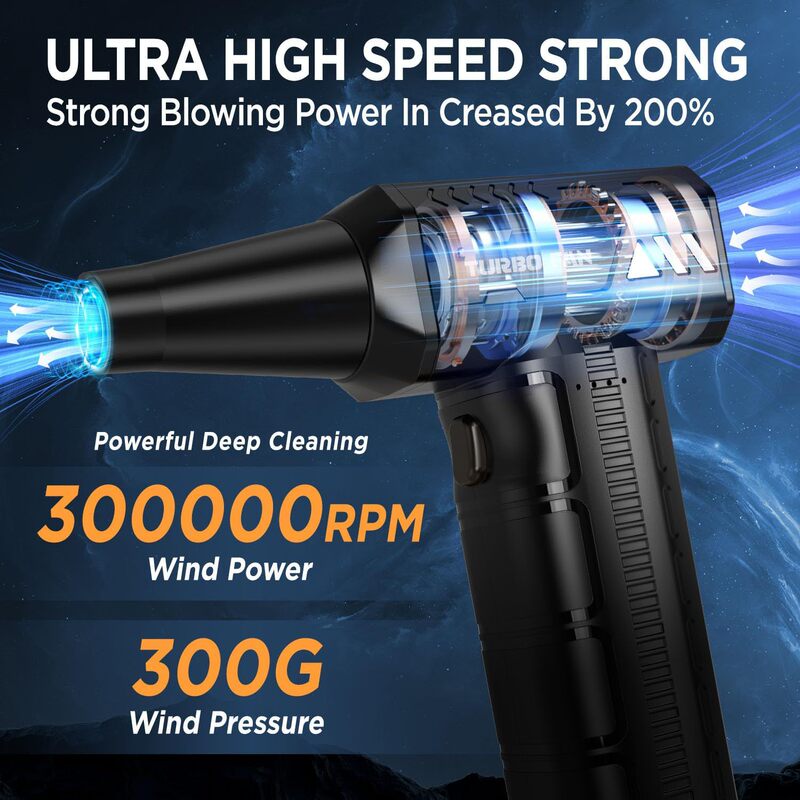 Compressed Air Duster 30000Rpm Super Powerful Cordless Electric Air Duster 10000Mah