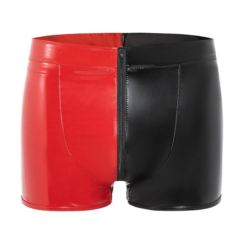 Cross-border Products Men's PVC Highlight Patent Leather Shorts Sexy Leather Square Pants No Odor Accurate Size
