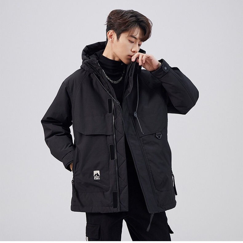 Men's down Jacket Winter New Model New National Standard down Jacket Men's Thickened Warm Loose Hooded Japanese Style Workwear Jacket