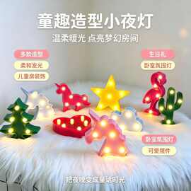 亚马逊跨境2026LED造型灯迷你仙人掌灯火烈鸟造型灯装饰小夜灯