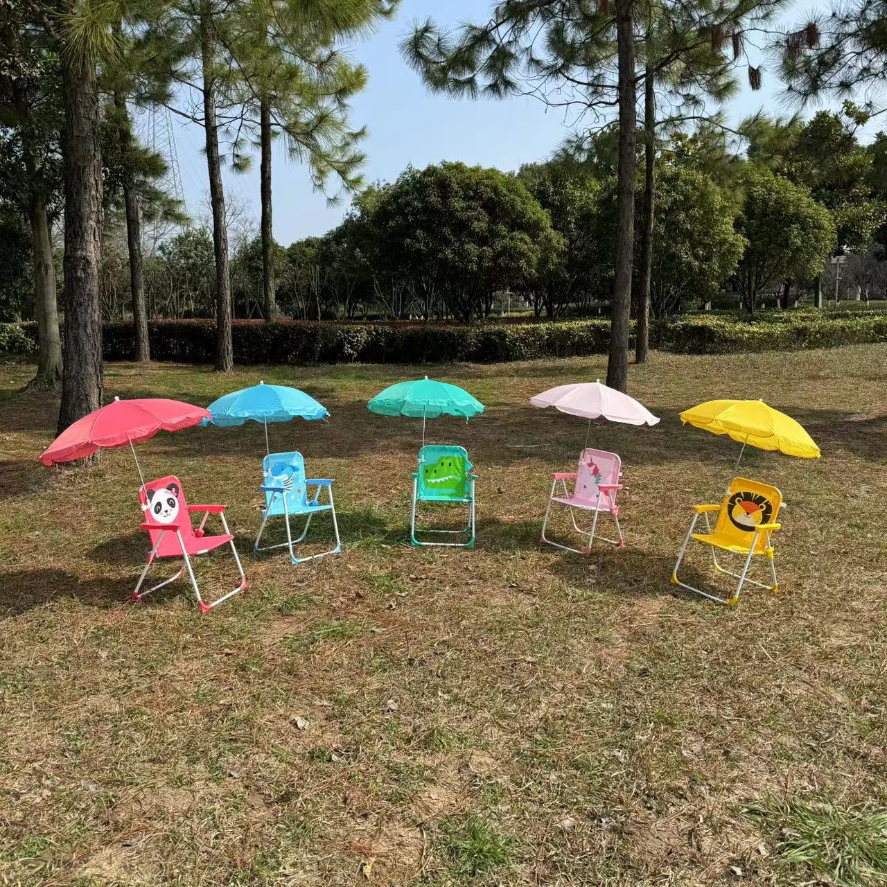 户外新款沙滩椅宝宝拍照座椅凳儿童带伞小椅卡通婴儿板ins风海边详情4