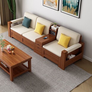 Winter and Summer Dual-use Solid Wood Storage Box Sofa Nordic Small Apartment Living Room Light Luxury Simple Sofa Combination Single