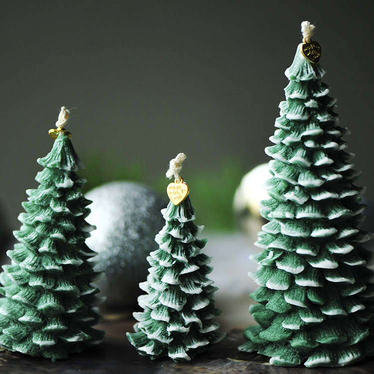 Hecho a mano sin humo aromaterapia árbol de Navidad vela regalo vacaciones Año Nuevo al por mayor Palma cera forma decoración verde