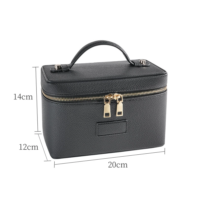 Ручная вместительная косметичка из искусственного кожзама черный organizer bag 2025 год