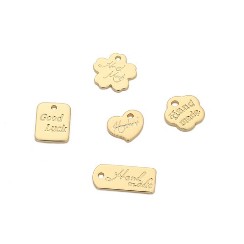 Color-Keeping 14K Gold Plated Heart Shape Letter Pendant DIY Handmade Bracelet Charm Accessory Material