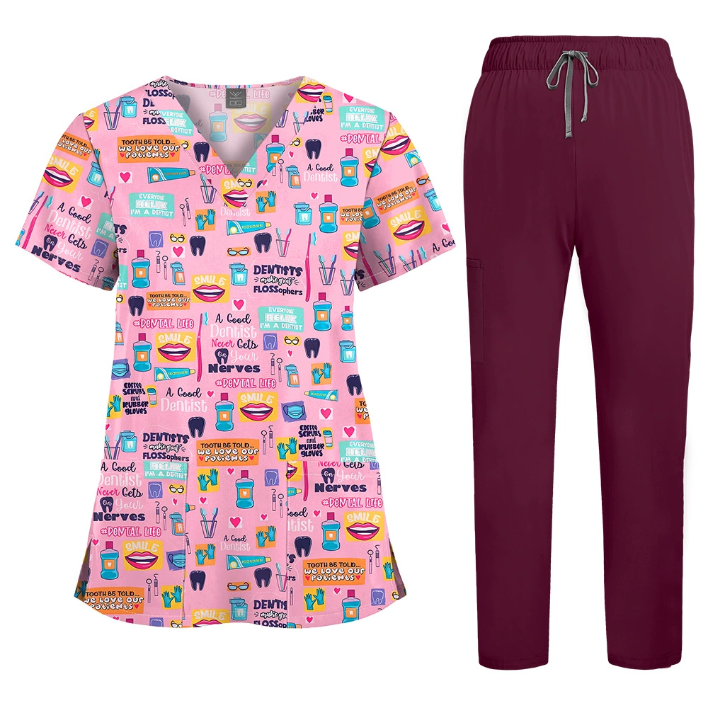 Набор для печати волос эластичная быстрая сушка больницы врач медсестра рабочая одежда повседневная свободная туалетная одежда большого размера для мужчин и женщин