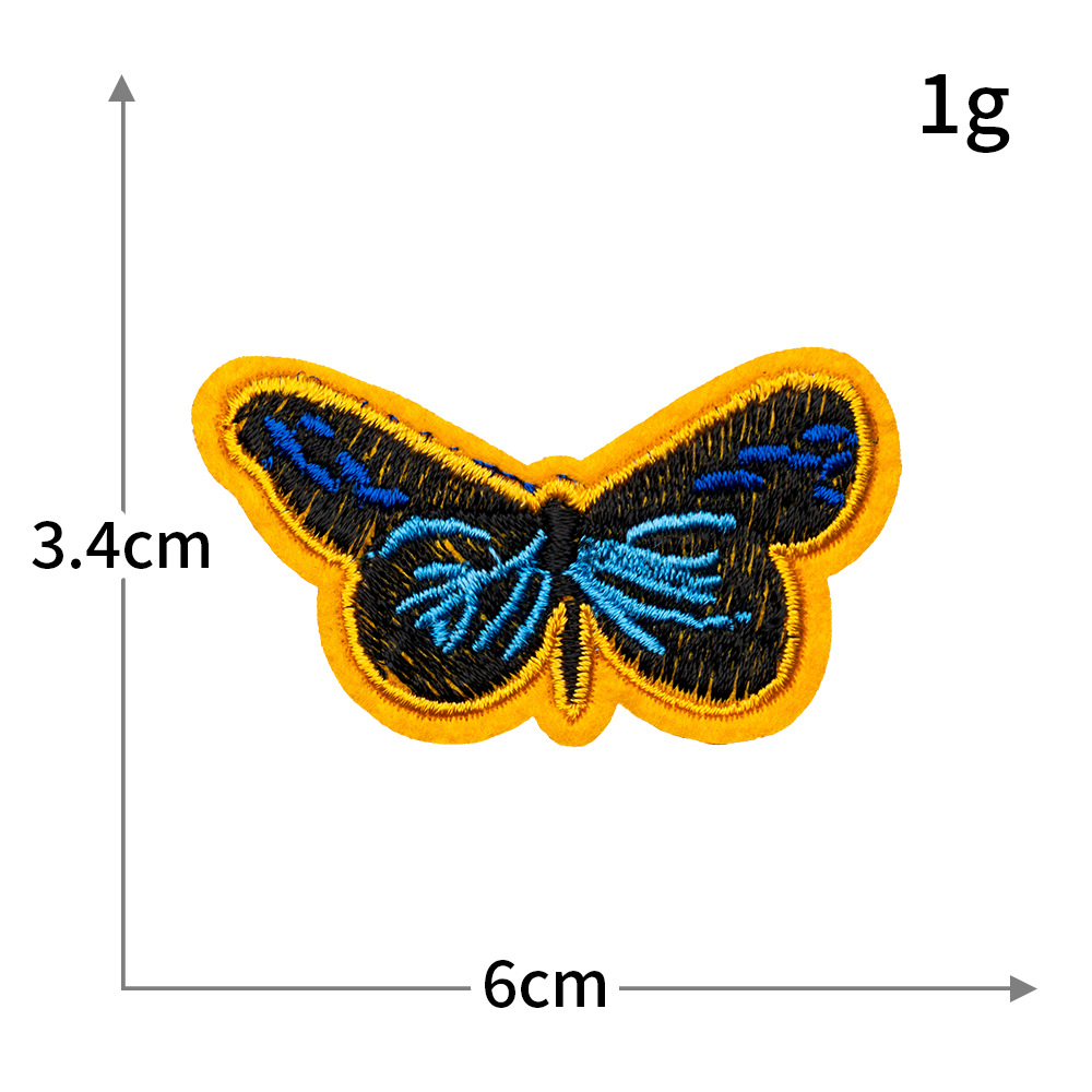 Pegatinas de tela de bordado de mariposa de color, sin costura, bordado por computadora, accesorios de ropa de bricolaje, pegatinas decorativas, pegatinas de parche, personalización al por mayor