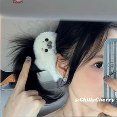 可爱毛绒小海豹发夹抓夹超萌简约少女心发饰侧边家鸭嘴夹新款